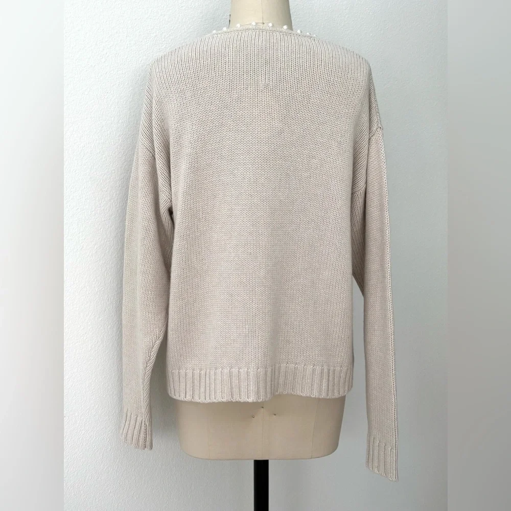 Splendid Emmy Pearl Cardigan NWT Cream Soft Cashblend Embellished Open Front M